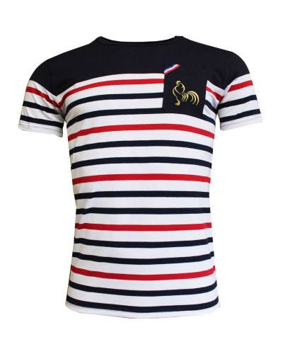 T-shirt Marinière Tricolore - marine