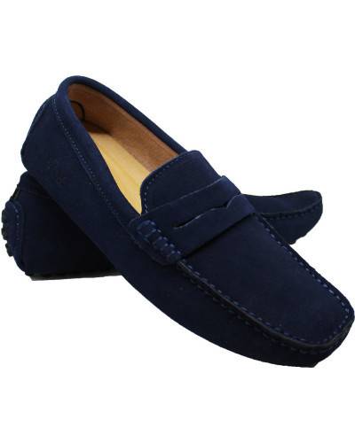 Mocassins en nubuck - marine