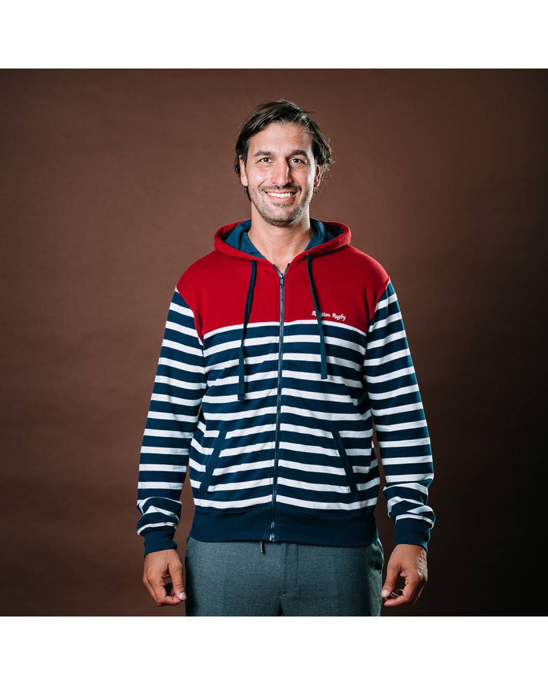 Sweat zippé Marinière bordeaux