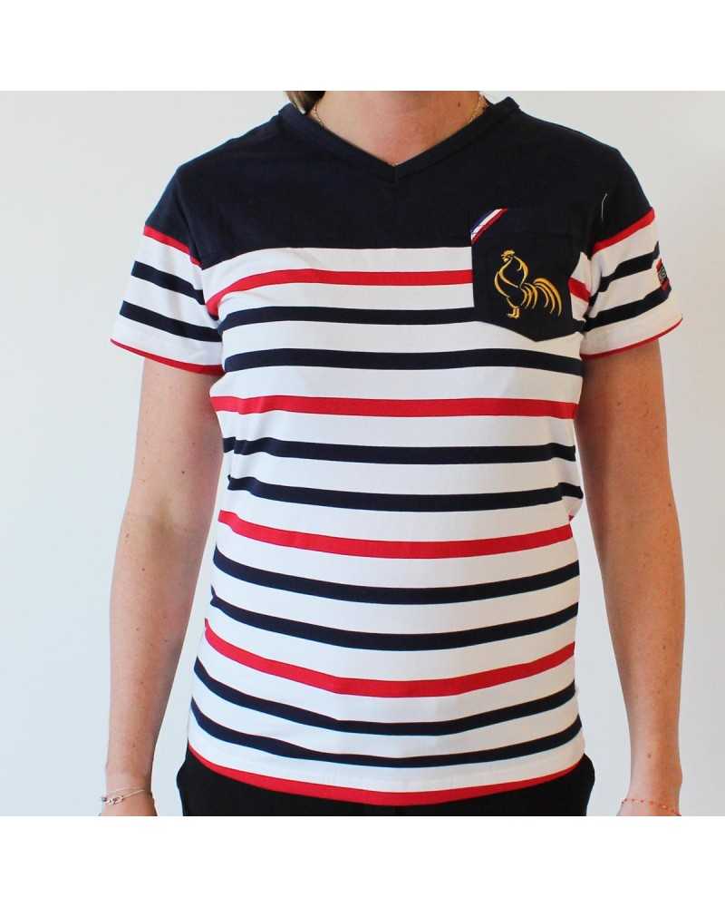 T-shirt Marinière Tricolore - marine - Femme